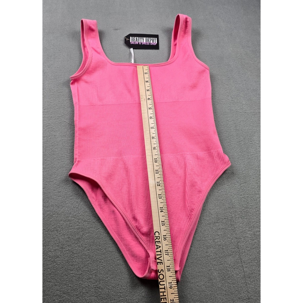 Pink Perfect Fit Tank Top Bodysuit Ribbed Seamless Square Neck MEDIUM New - Picture 4 of 8